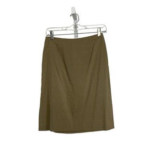 Theory 2 Tan Knee Length Skirt Y2K Vintage A-Line Linen Rayon Suiting Separate